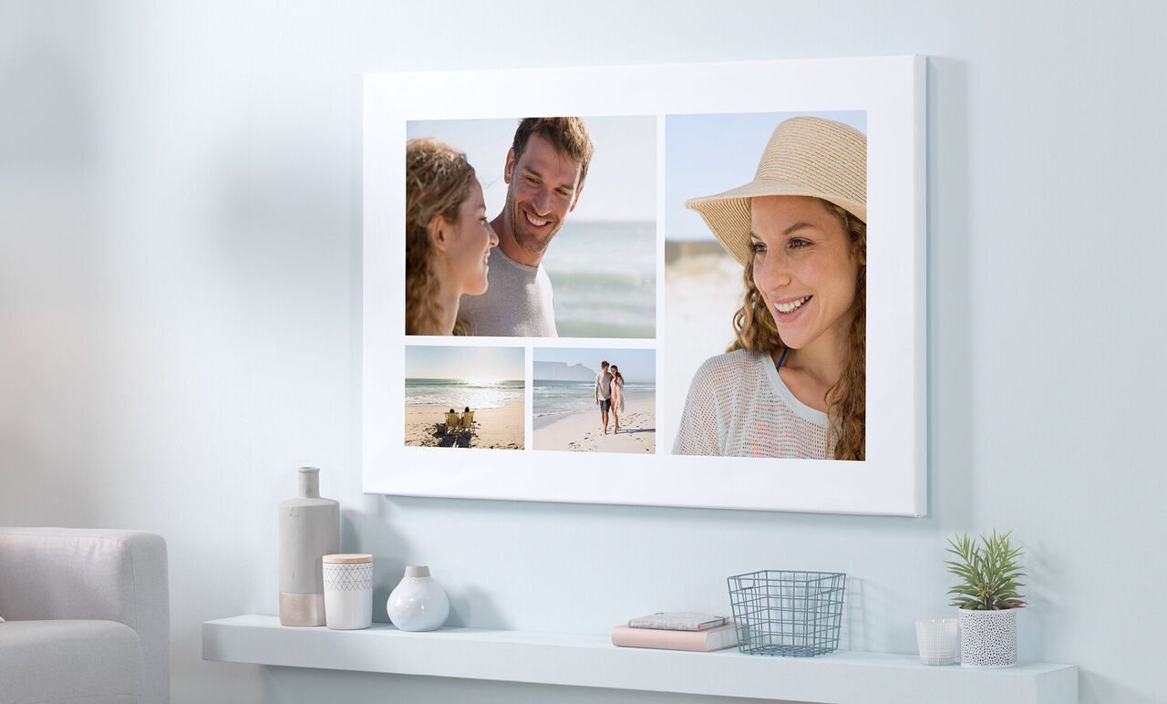Quadro con diverse foto di ricordi belli di vacanze in spiaggia