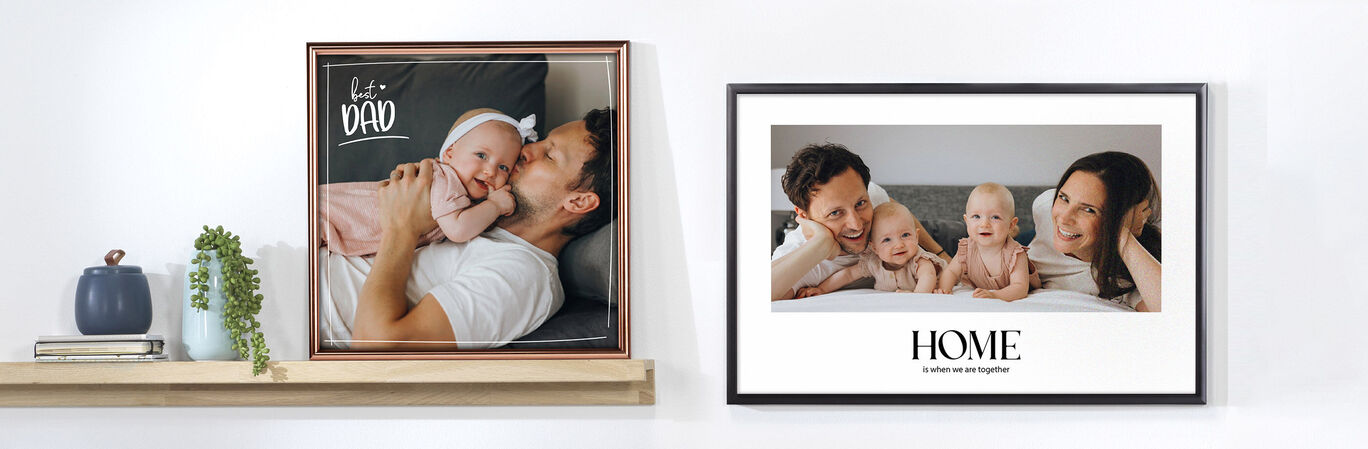 Un ritratto di famiglia amorevole con un padre e un bambino, oltre a due altri bambini in una cornice creativa.
